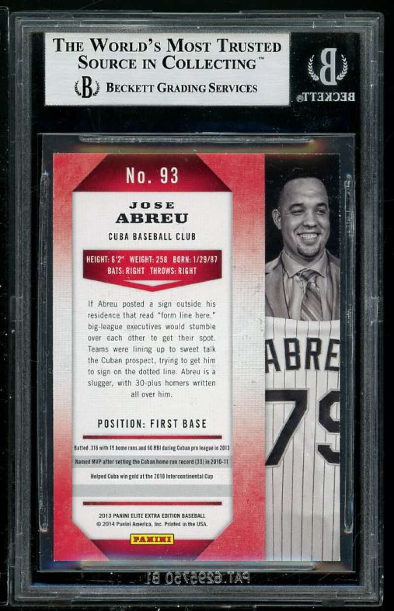 Jose Abreu Rookie Card 2014 Elite Extra Edition #93 BGS 9 (Read Description) Image 2