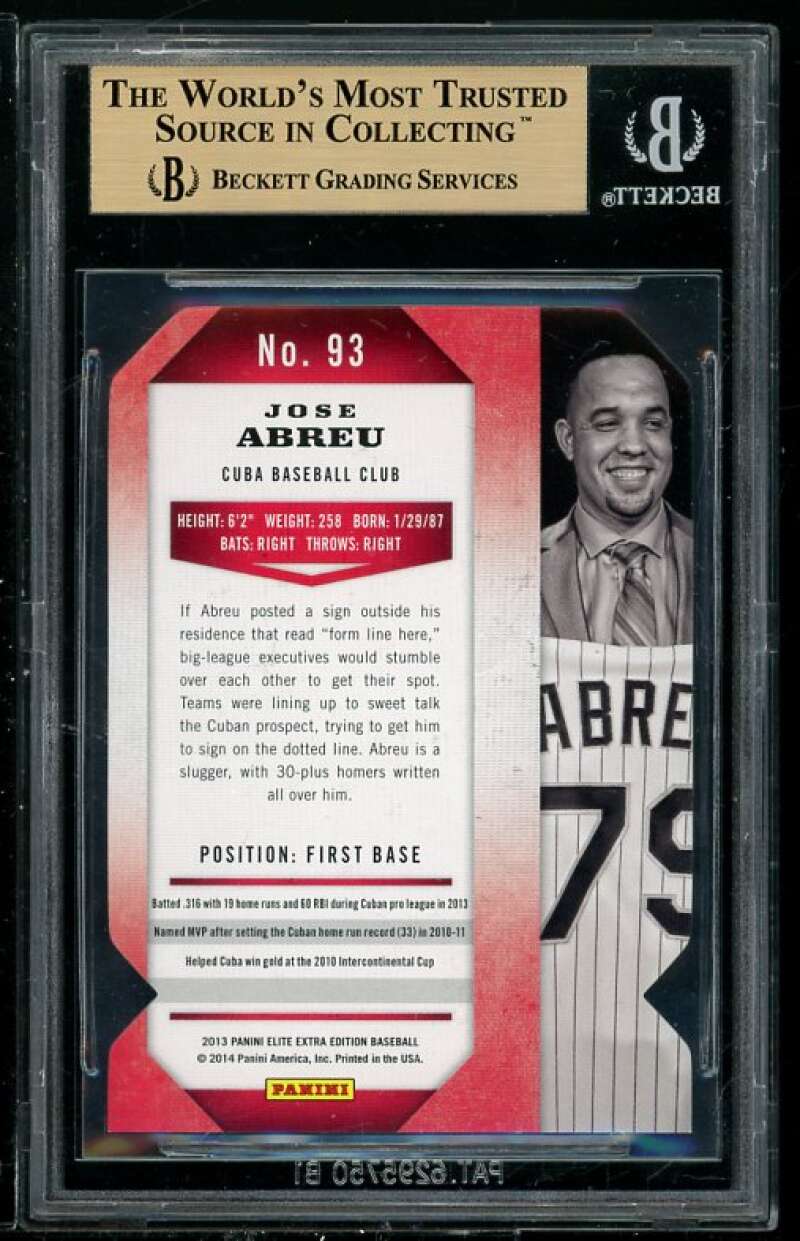 Jose Abreu Rookie 2014 Elite Extra Edition Status #93 BGS 9.5 (Read Description) Image 2