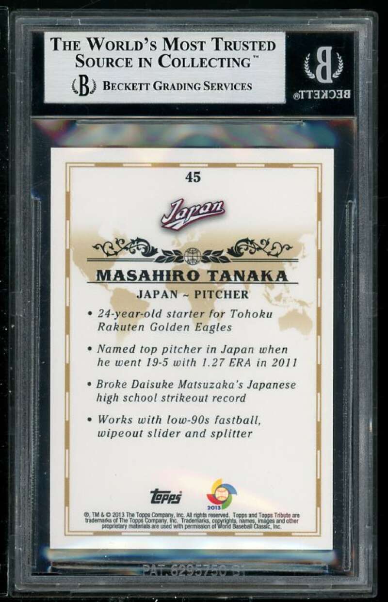 Masahiro Tanaka Rookie Card 2013 Topps Tribute WBC #45 BGS 9 (Read Description) Image 2