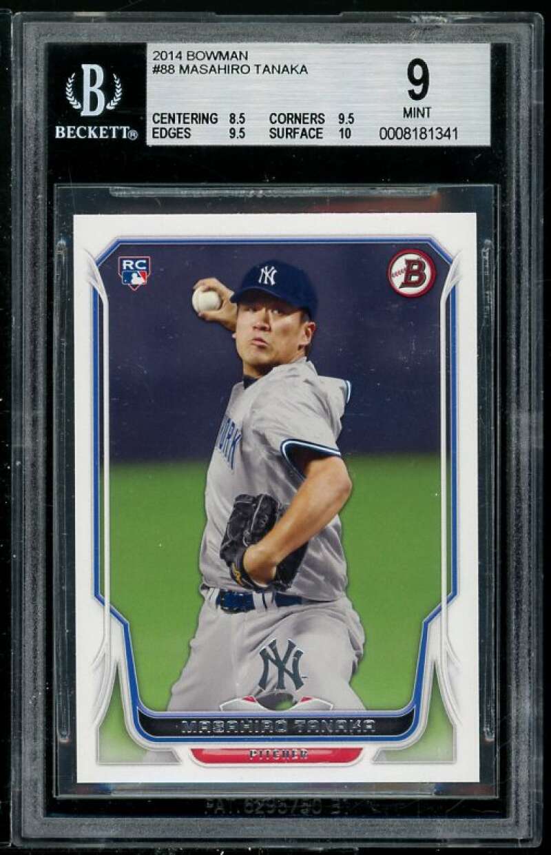 Masahiro Tanaka Rookie Card 2014 Bowman #88 BGS 9 (Read Description) Image 1