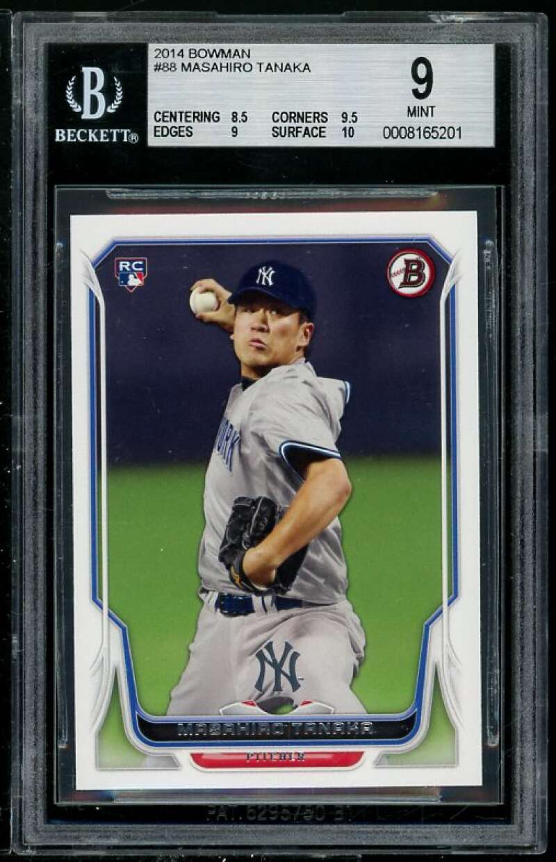 Masahiro Tanaka Rookie Card 2014 Bowman #88 BGS 9 (Read Description) Image 1