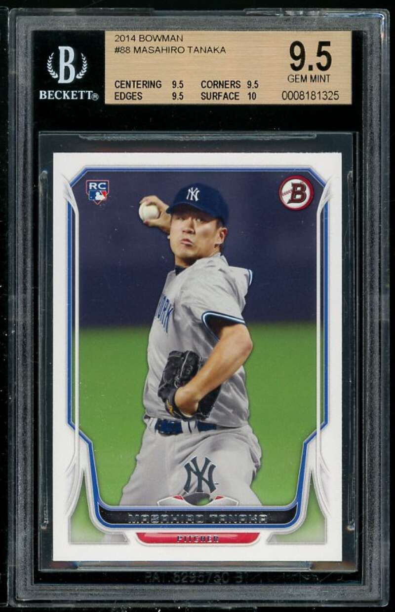 Masahiro Tanaka Rookie Card 2014 Bowman #88 BGS 9.5 (Read Description) Image 1