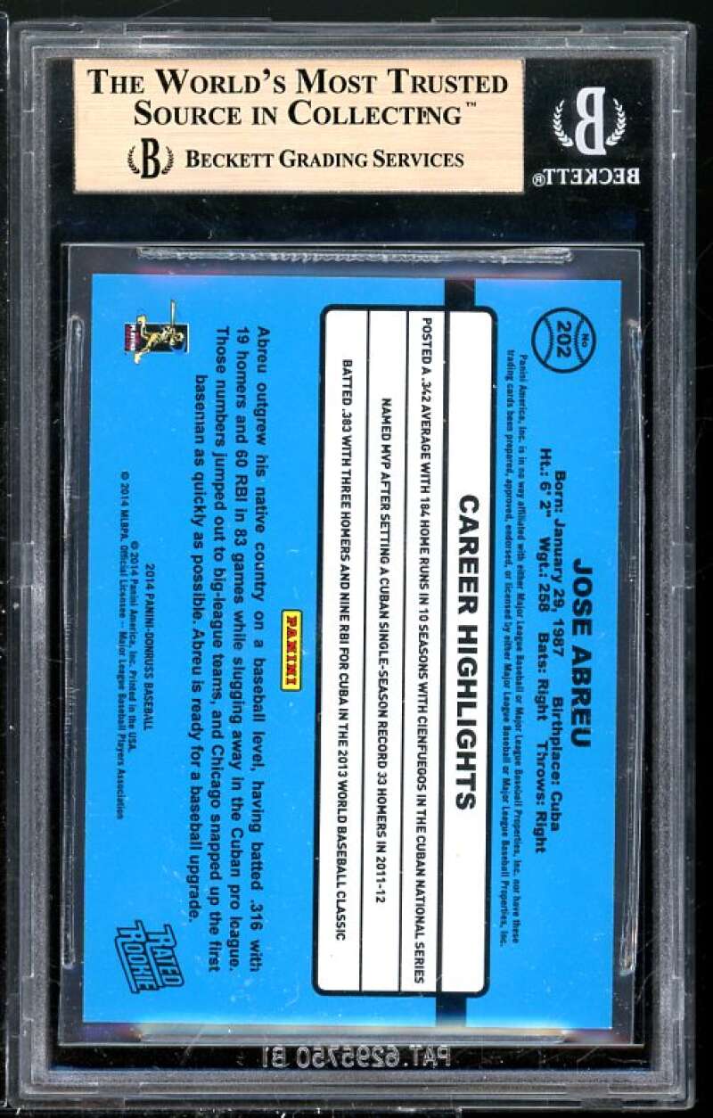 Jose Abreu Rookie Card 2014 Donruss #202 BGS 9.5 (Read Description) Image 2