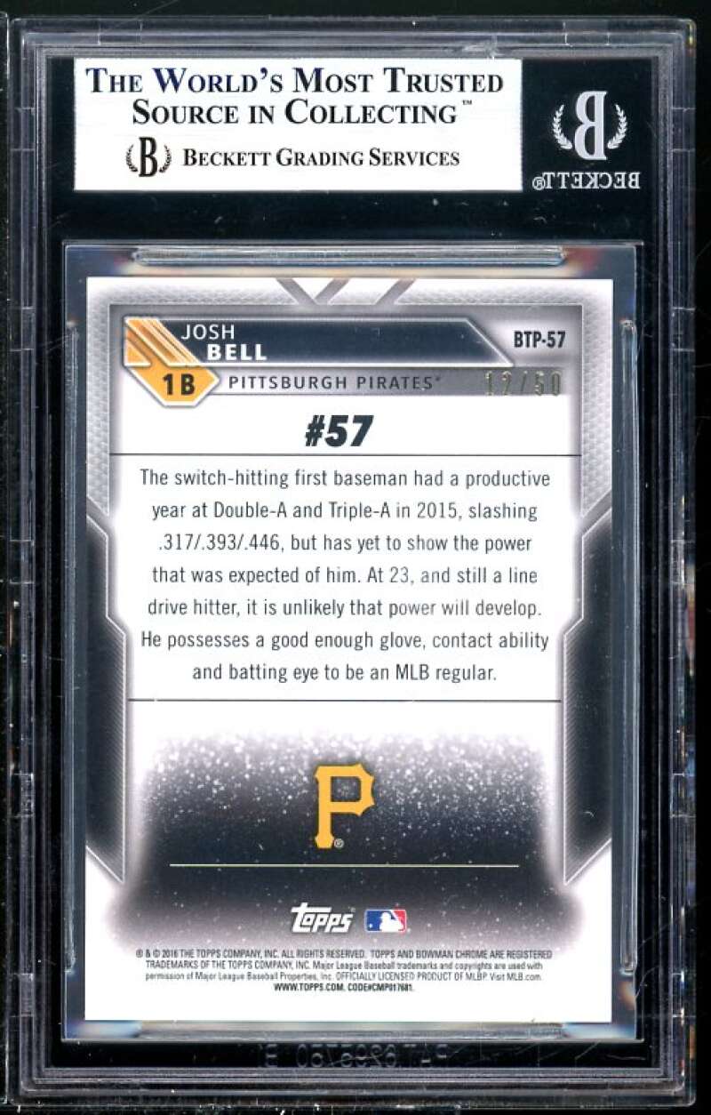 Josh Bell Card 2016 Bowman Chrome Souts Gold Ref #57 BGS 9 (Read Description) Image 2