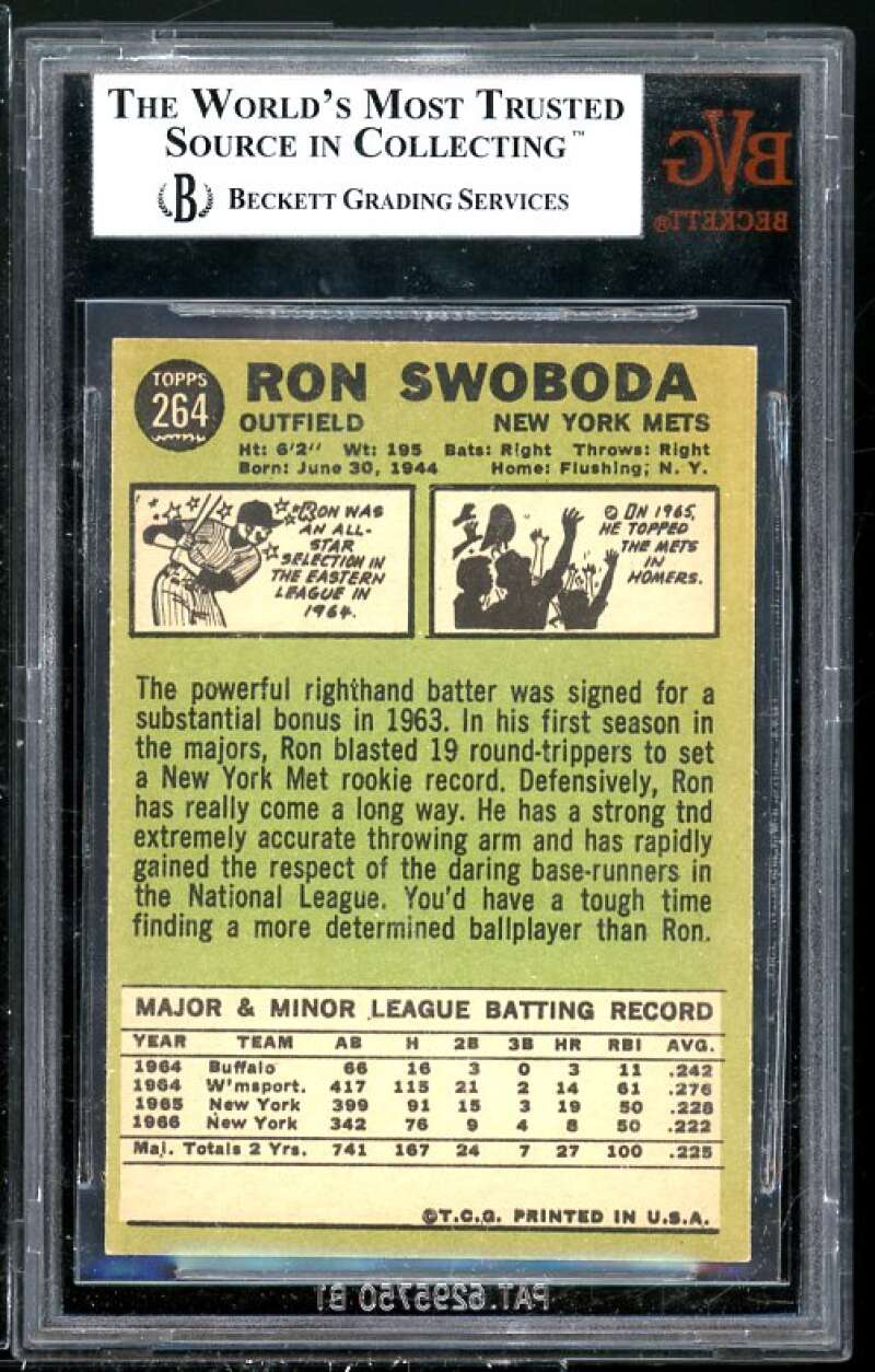 Ron Swoboda Card 1967 Topps #264 BGS BVG 8.5 (Read Description) Image 2