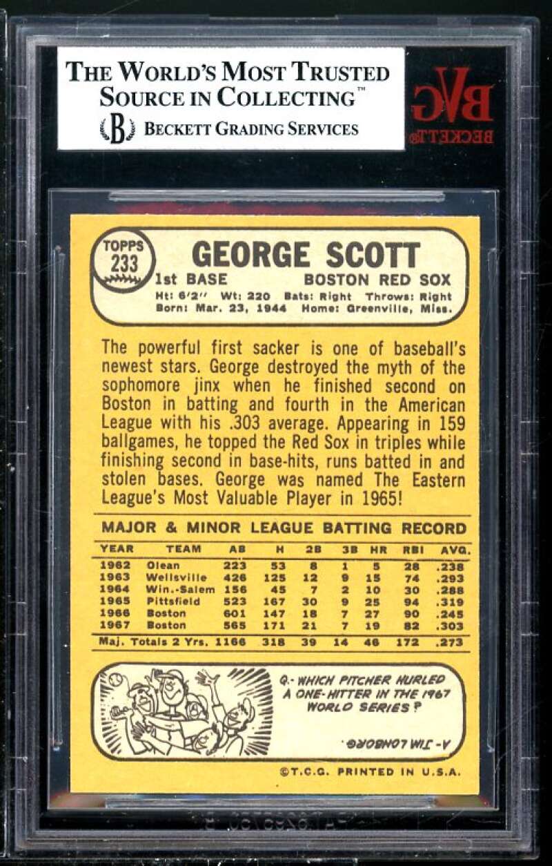 George Scott Card 1968 Topps #233 BGS BVG 8 (Read Description) Image 2