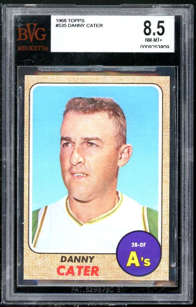 Danny Cater Card 1968 Topps #535 BGS BVG 8.5 (Read Description) Image 1