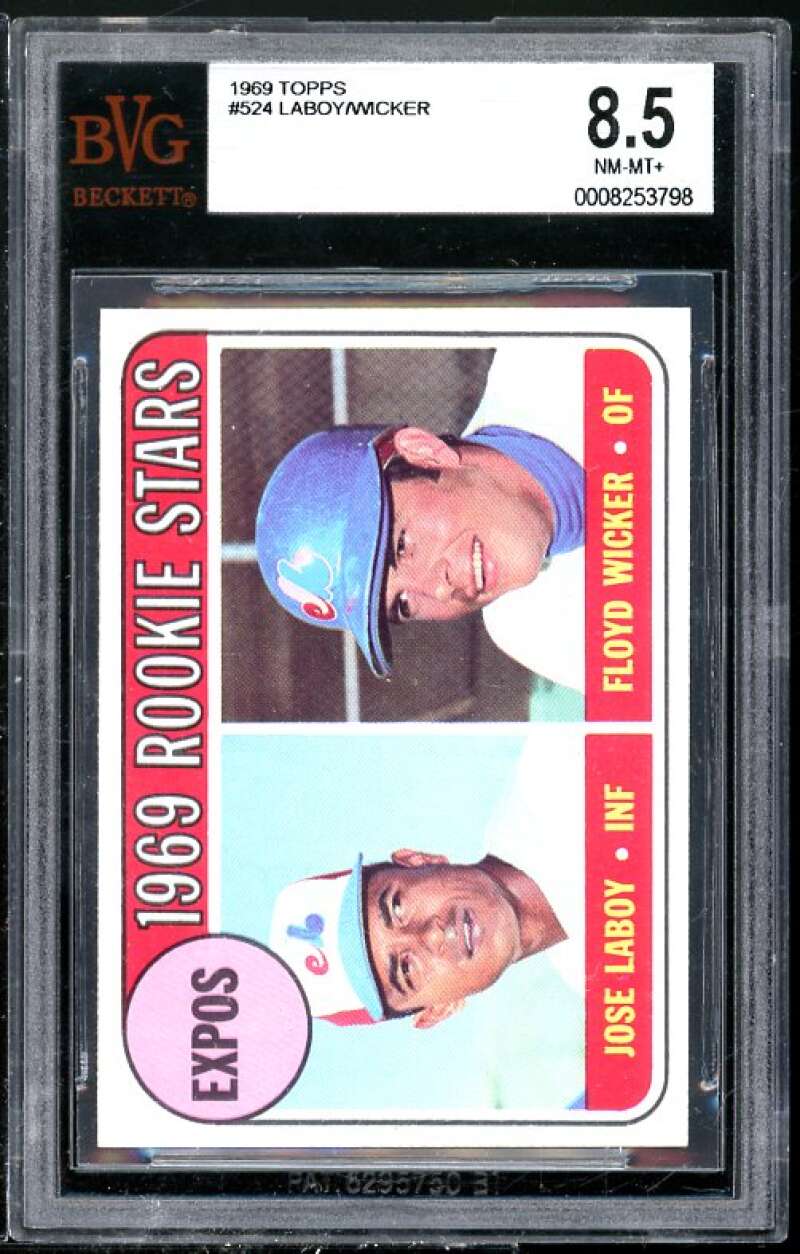 Jose Laboy/Floyd Wicker Rookie 1969 Topps #524 BGS BVG 8.5 (Read Description) Image 1