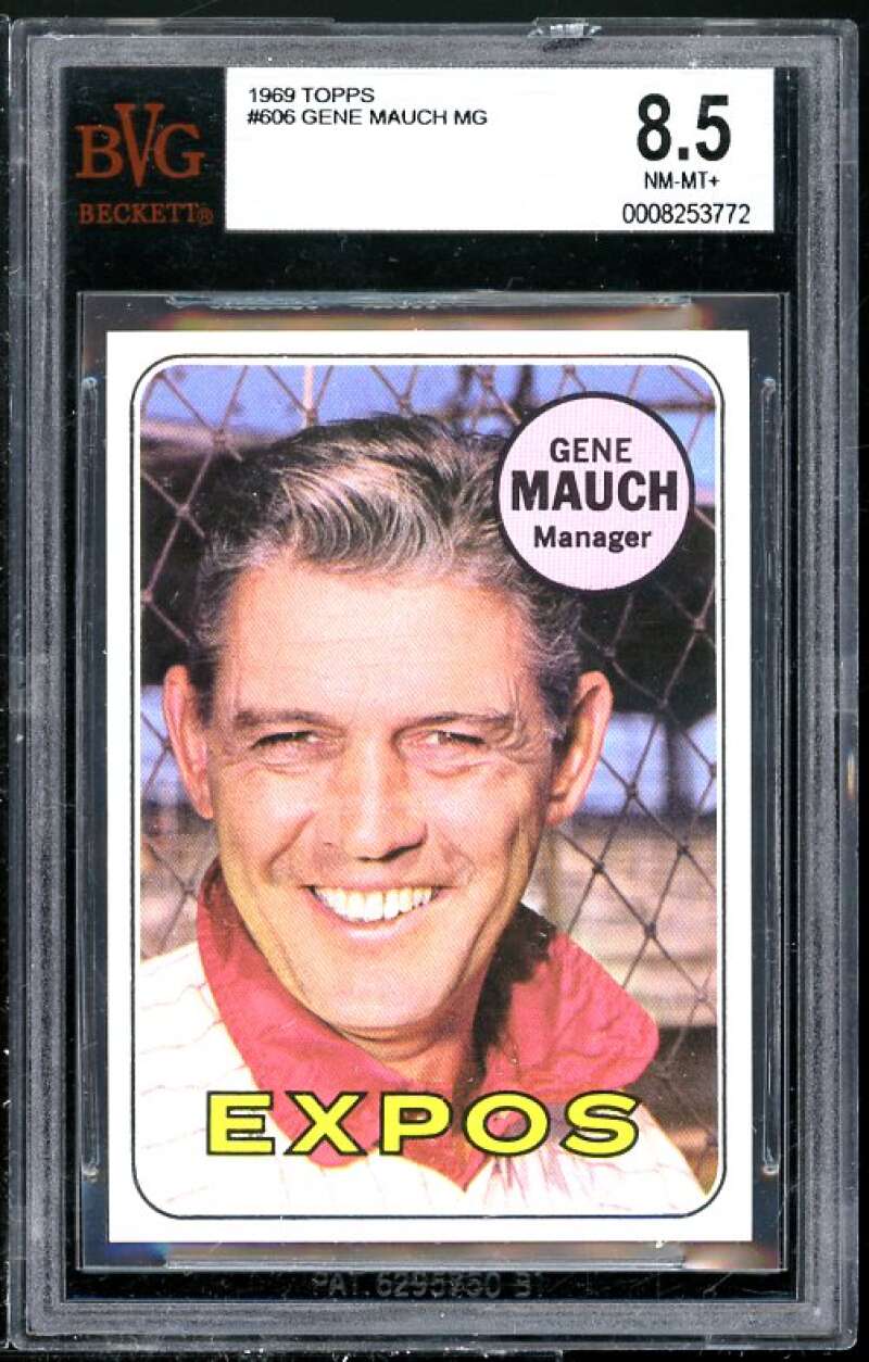 Gene Mauch Card 1969 Topps #606 BGS BVG 8.5 (Read Description) Image 1