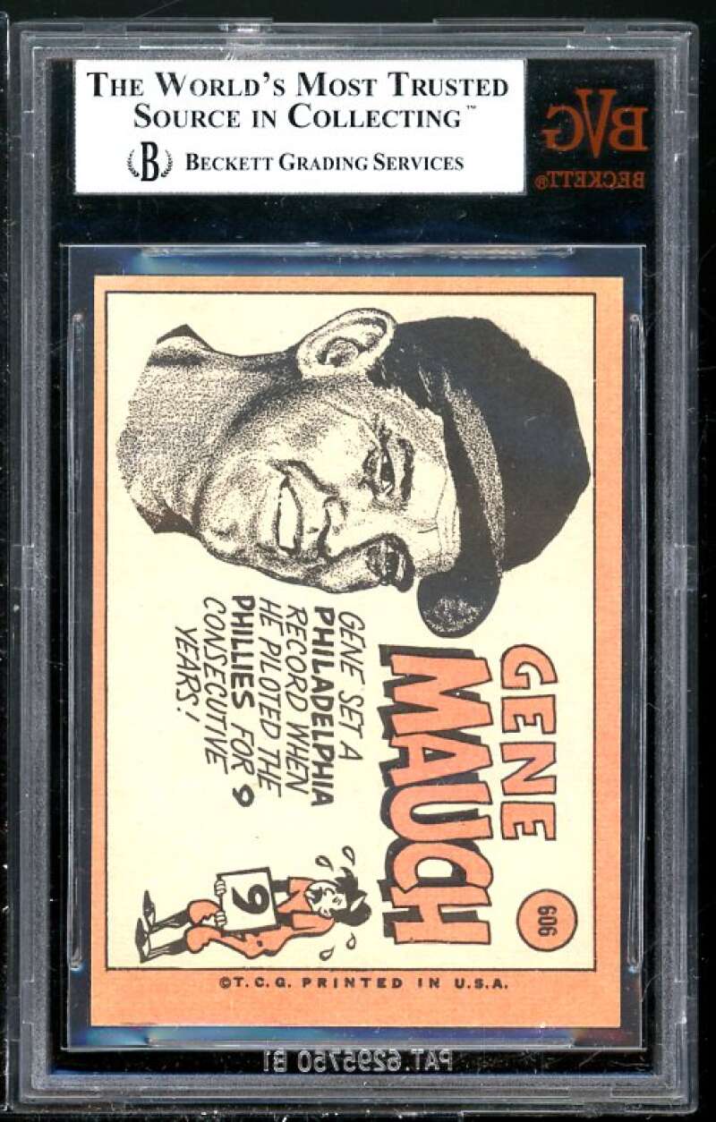 Gene Mauch Card 1969 Topps #606 BGS BVG 8.5 (Read Description) Image 2