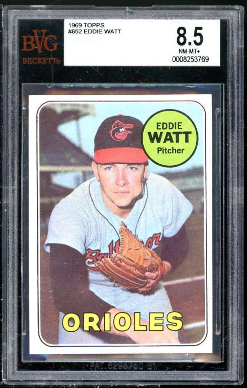 Eddie Watt Card 1969 Topps #652 BGS BVG 8.5 (Read Description) Image 1