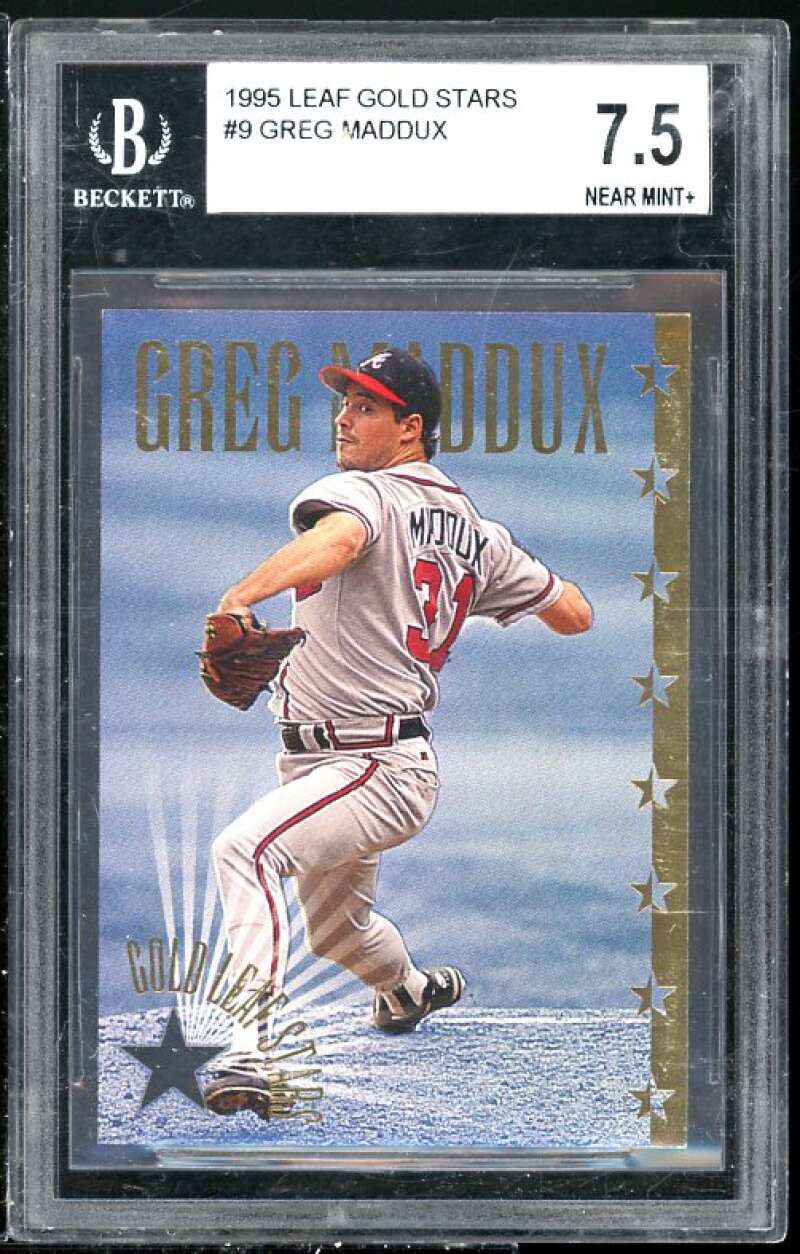 Greg Maddux Card 1995 Leaf Gold Stars #9 BGS 7.5 (Read Description) Image 1