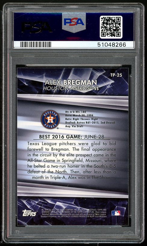 Alex Bregman Rookie Card 2016 Bowman's Best Top Prospects #TP-25 PSA 9 Image 2