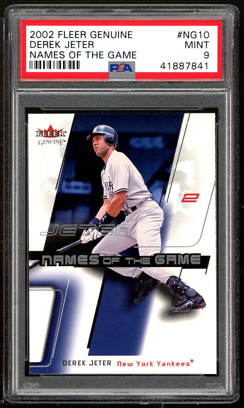 Derek Jeter Card 2002 Fleer Geniuine Names Of The Game #NG10 (pop 1) PSA 9 Image 1