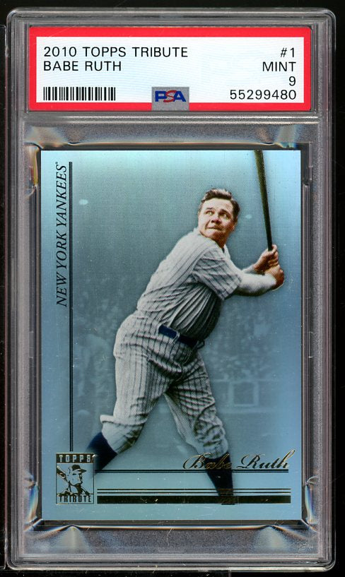 Babe Ruth Card 2010 Topps Tribute #1 (pop 3) PSA 9 Image 1