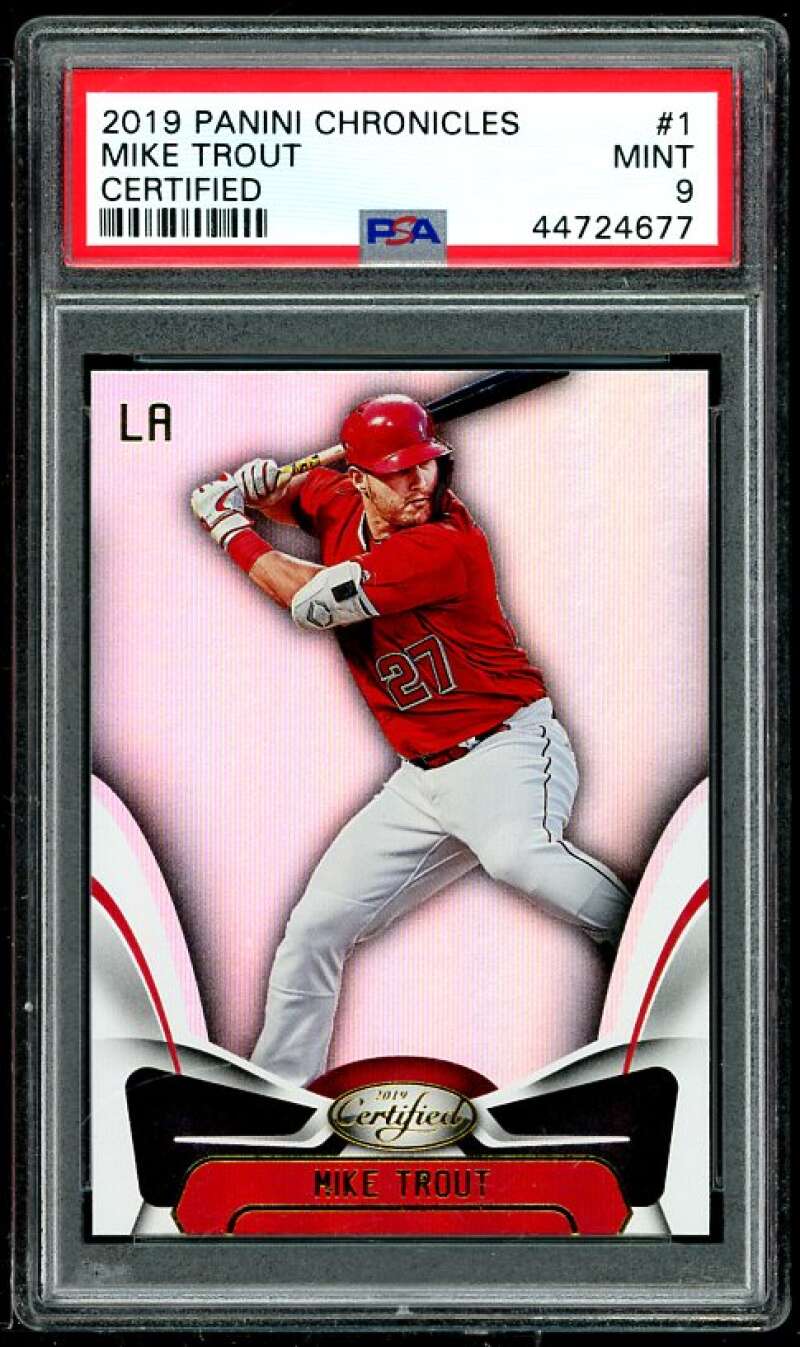 Mike Trout Card 2019 Panini Chronicles Certified #1 PSA 9 Image 1