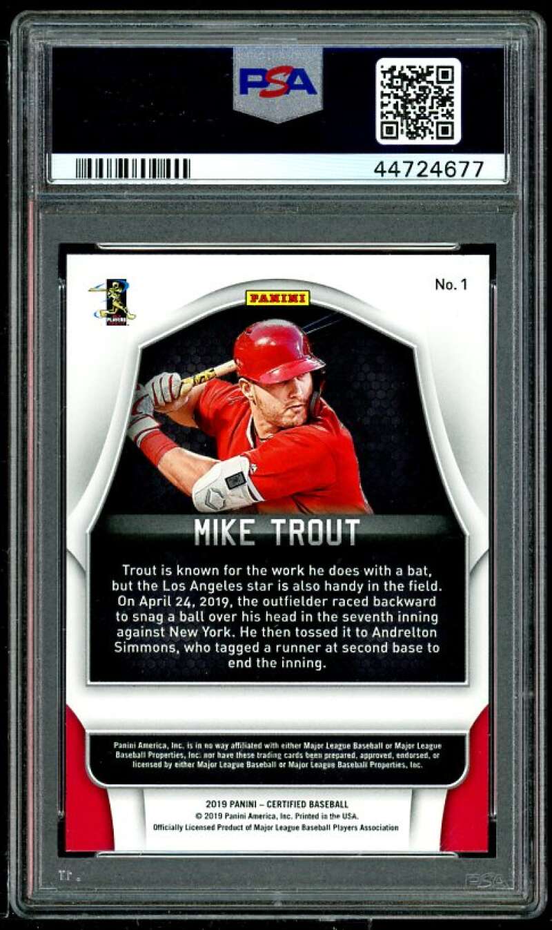 Mike Trout Card 2019 Panini Chronicles Certified #1 PSA 9 Image 2