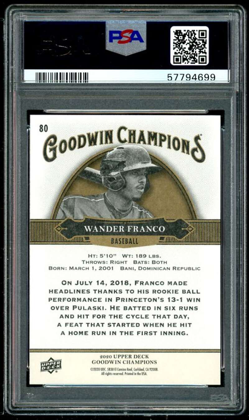 Wander Franco Card 2020 UD Goodwin Champs #80 PSA 10 Image 2