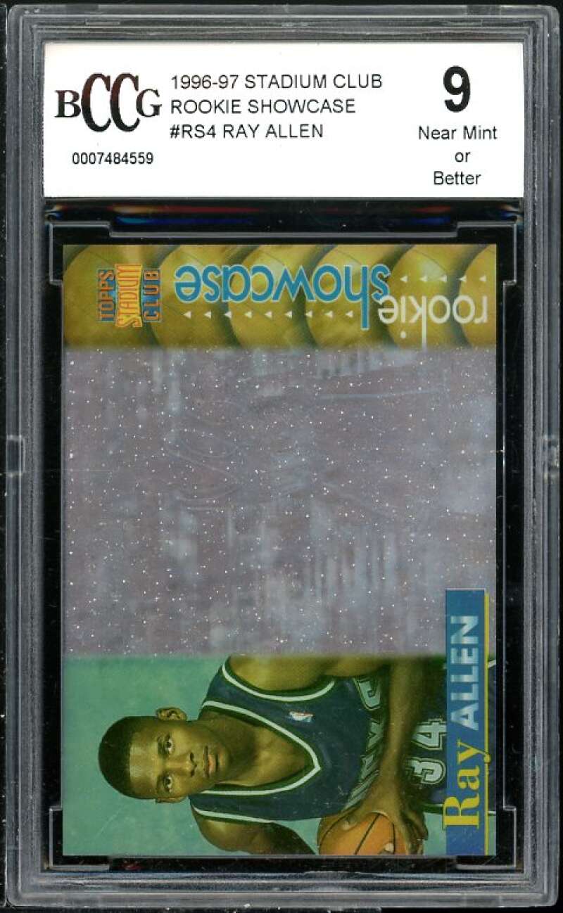 Ray Allen 1996-97 Stadium Club Rookie Showcase #4 BGS BCCG 9 (read Description) Image 1