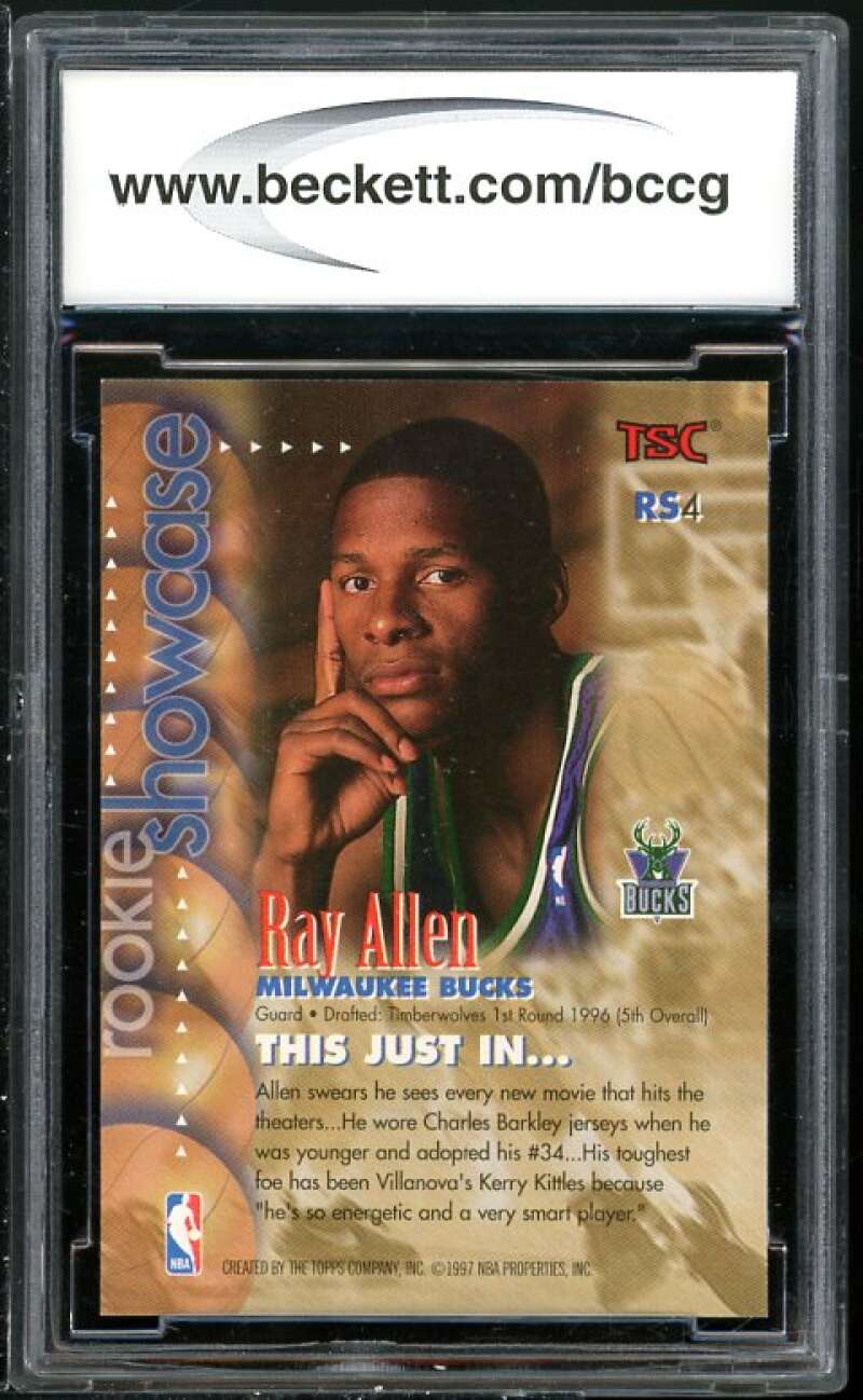 Ray Allen 1996-97 Stadium Club Rookie Showcase #4 BGS BCCG 9 (read Description) Image 2