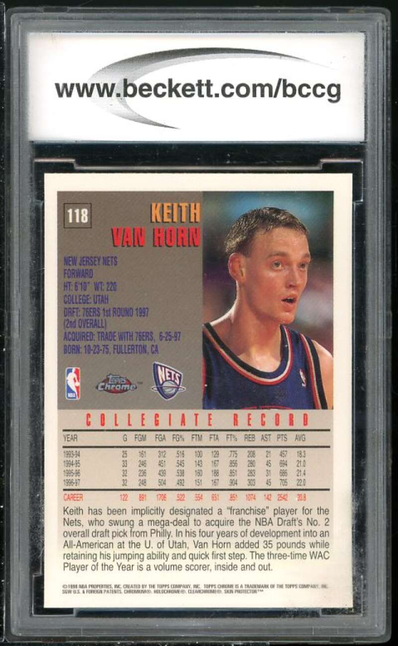 Keith Van Horn Rookie 1997-98 Topps Chrome #118 BGS BCCG 10 (read Description) Image 2