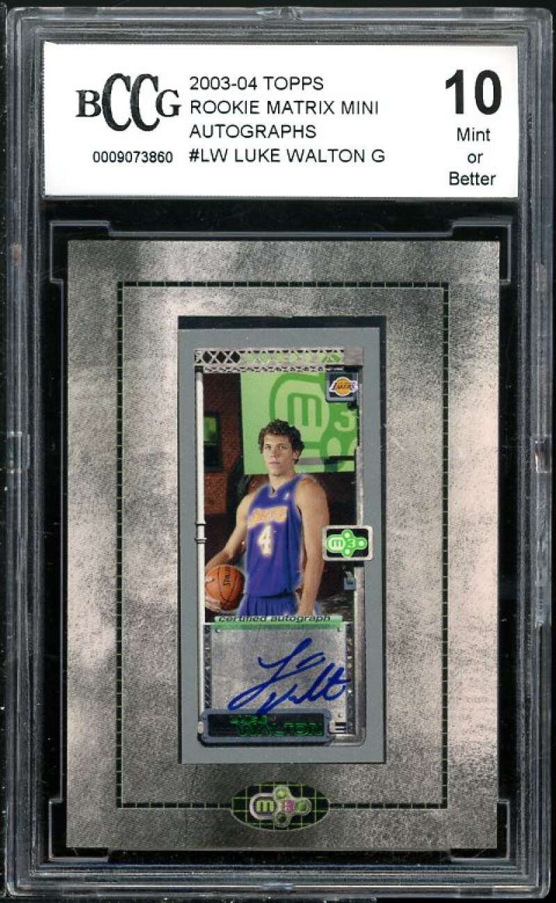 Luke Walton 2003-04 Topps Rookie Matrix Auto #LW BGS BCCG 10 (read Description) Image 1