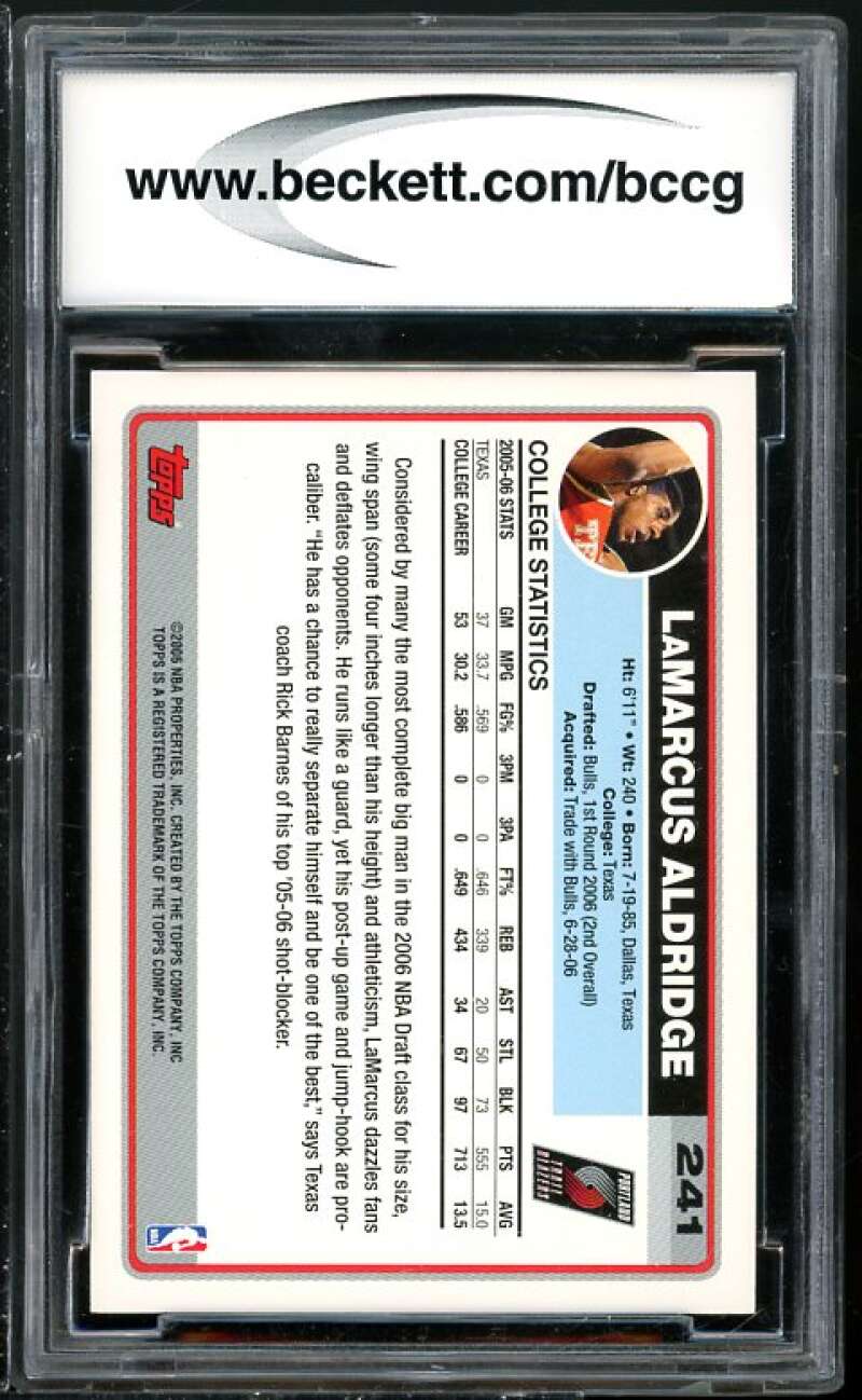 Lamarcus Aldridge Rookie Card 2006-07 Topps #241A BGS BCCG 9 (read Description) Image 2