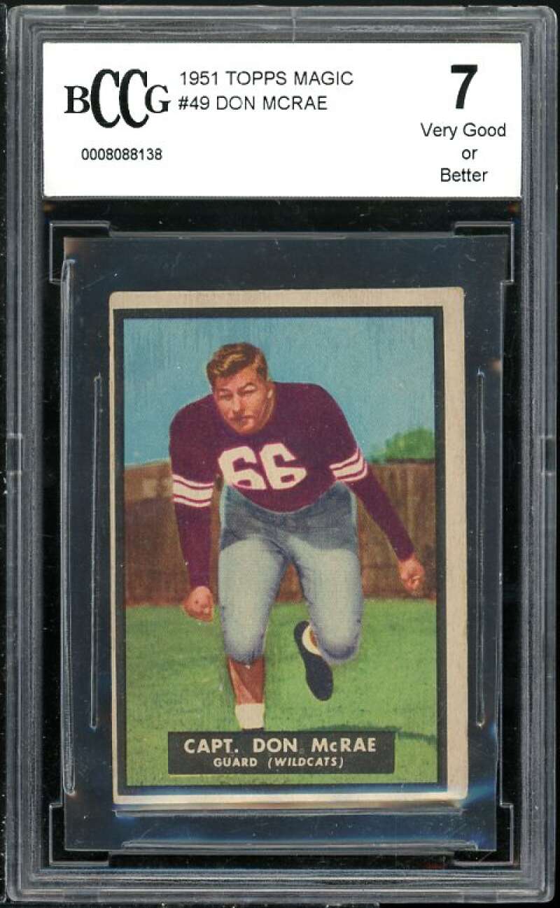 Don McRae Rookie Card 1951 Topps Magic #49 BGS BCCG 7 (Read Description) Image 1