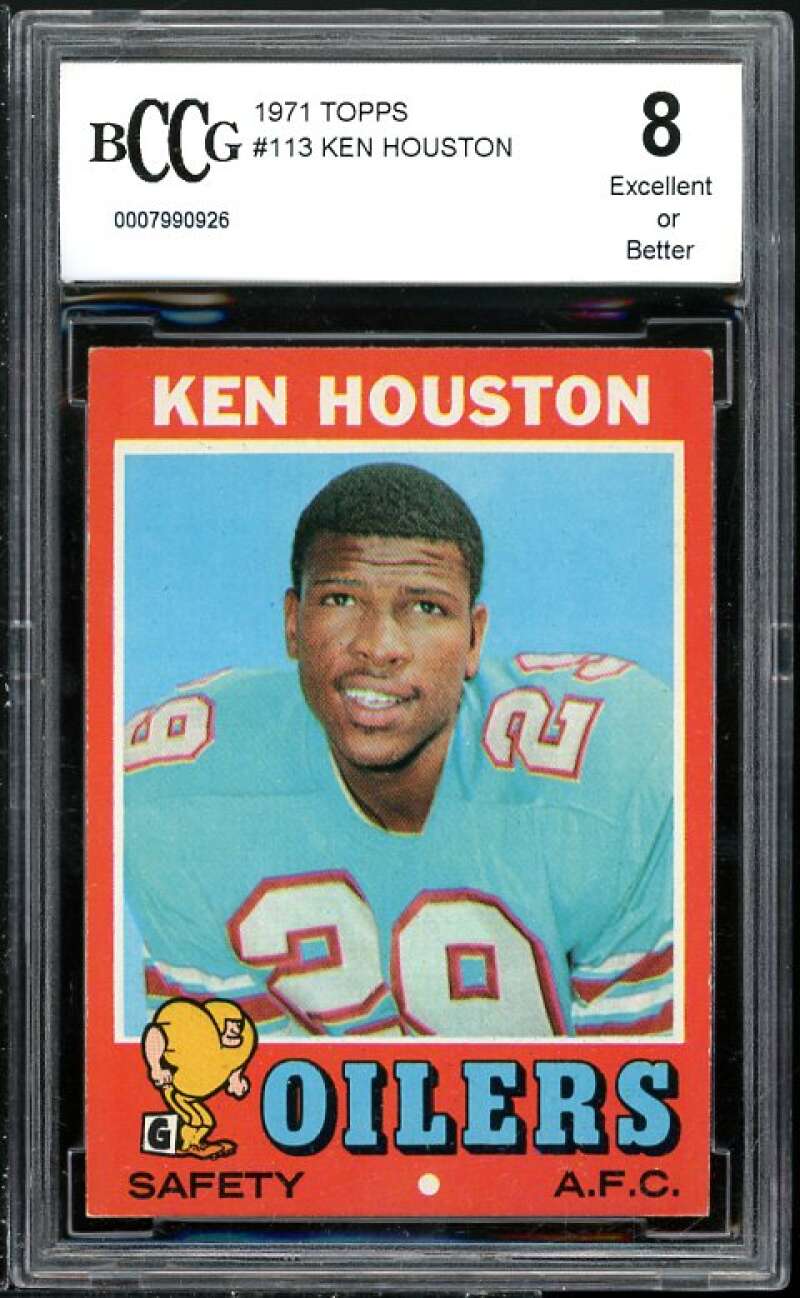 Ken Houston Rookie Card 1971 Topps #113 BGS BCCG 8 (Read Description) Image 1