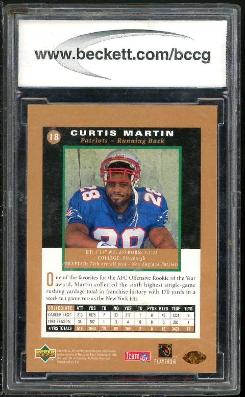 Curtis Martin Rookie Card 1995 SP #18 BGS BCCG 9 (Read Description) Image 2