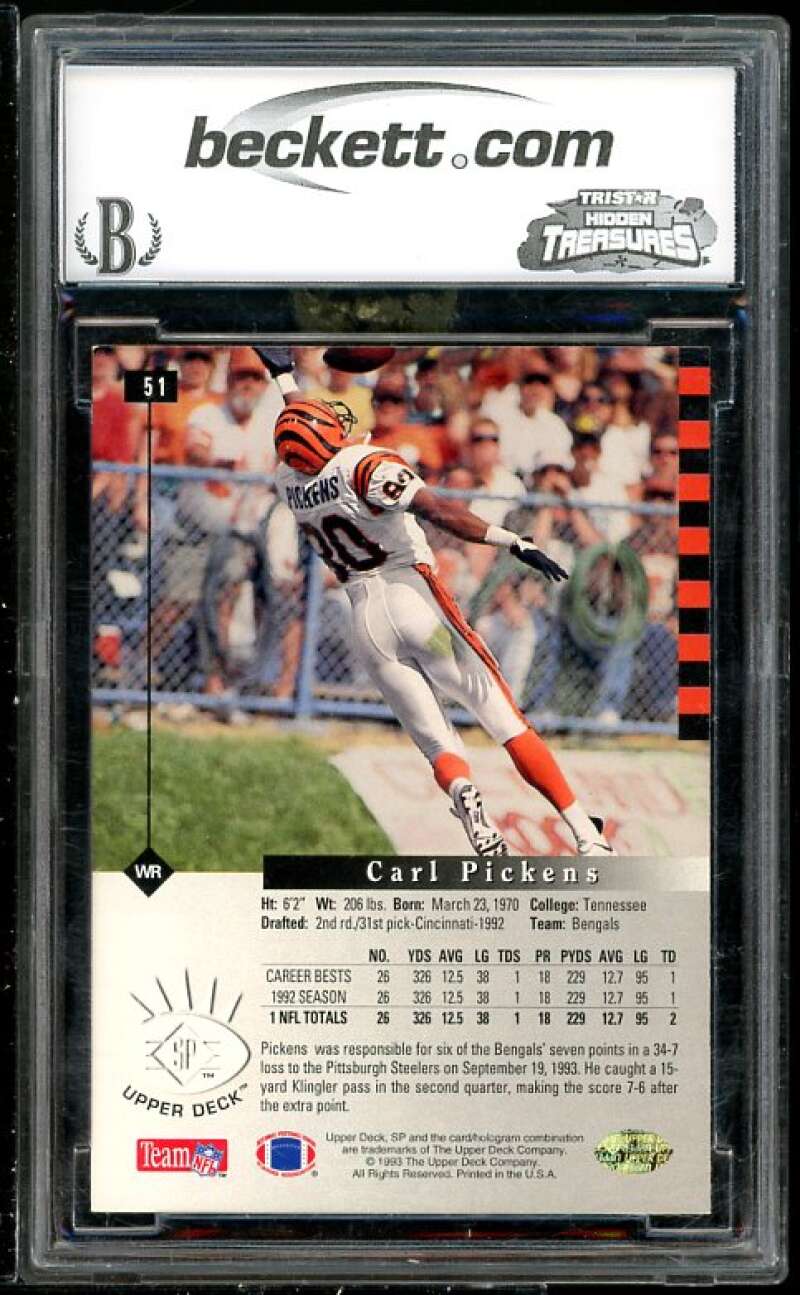 Carl Pickens Card 1993 SP #51 BGS BCCG 9 (Read Description) Image 2