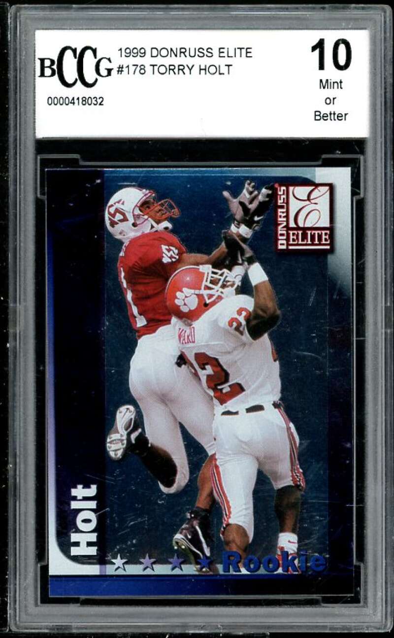 Torry Holt Rookie Card 1999 Donruss Elite #178 BGS BCCG 10 (Read Description) Image 1