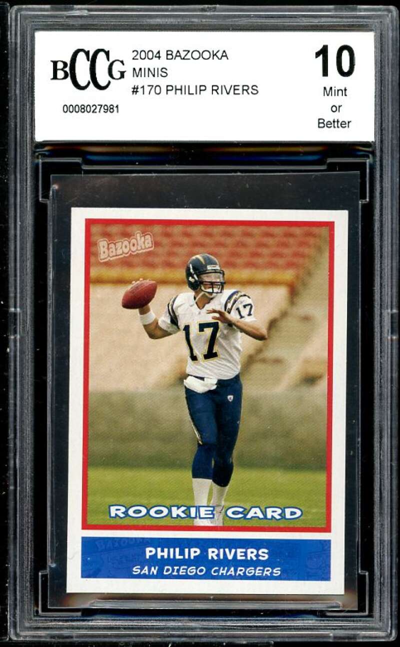 Philip Rivers Rookie Card 2004 Bazooka Minis #170 BGS BCCG 10 (Read Description) Image 1