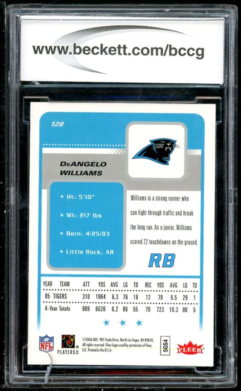 DeAngelo Williams Rookie Card 2006 Fleer #128 BGS BCCG 10 (Read Description) Image 2