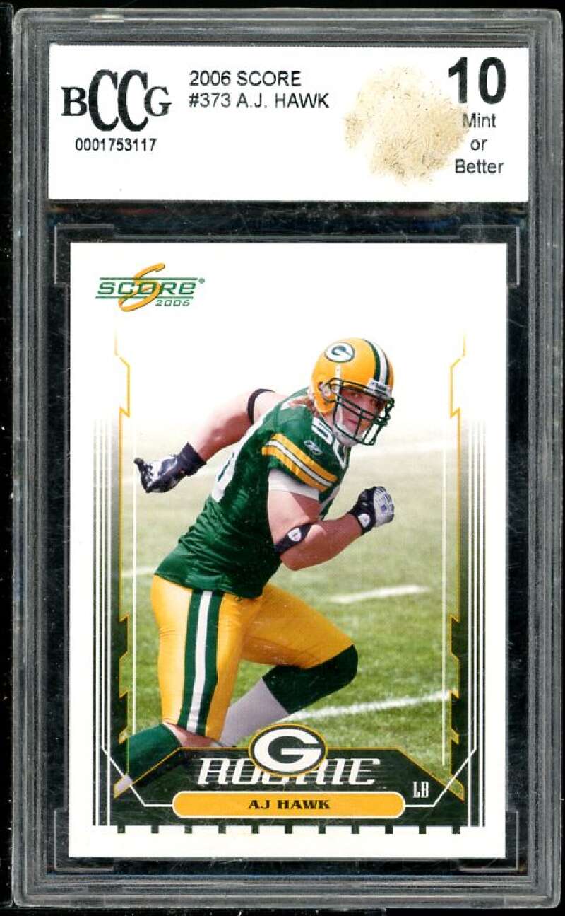 A.J. Hawk Rookie Card 2006 Score #373 BGS BCCG 10 (Read Description) Image 1