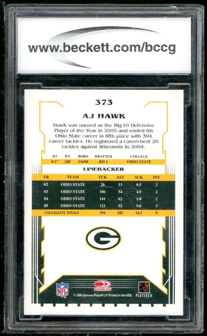 A.J. Hawk Rookie Card 2006 Score #373 BGS BCCG 10 (Read Description) Image 2