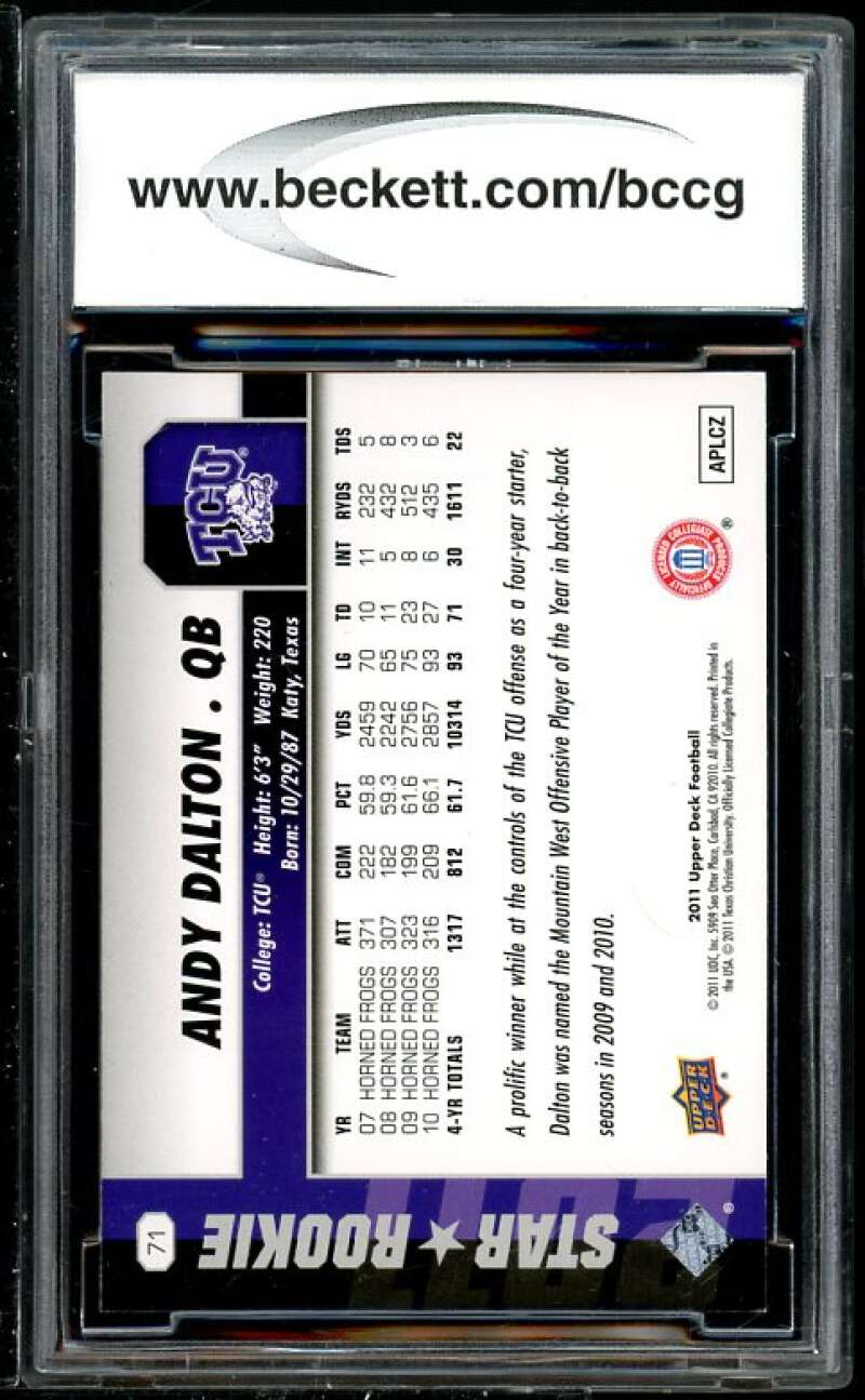 Andy Dalton Rookie Card 2011 Upper Deck BGS BCCG 10 (Read Description) Image 2