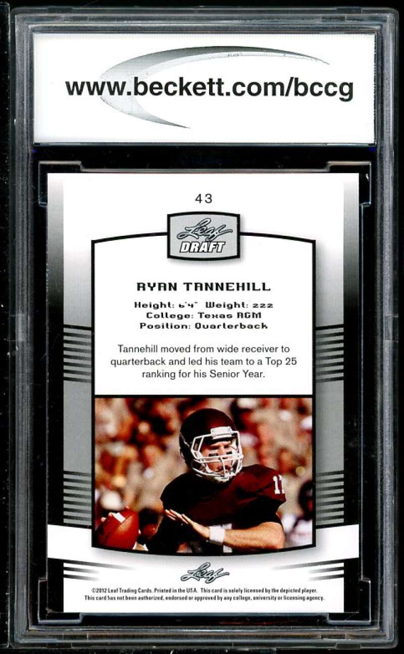 Ryan Tannehill Rookie 2012 Leaf Draft Blue #43 BGS BCCG 9 (Read Description) Image 2