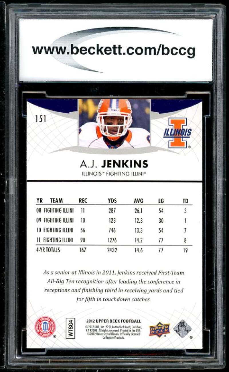 A.J. Jenkins Rookie 2012 UD Sepia Glossy #151 BGS BCCG 10 (Read Description) Image 2