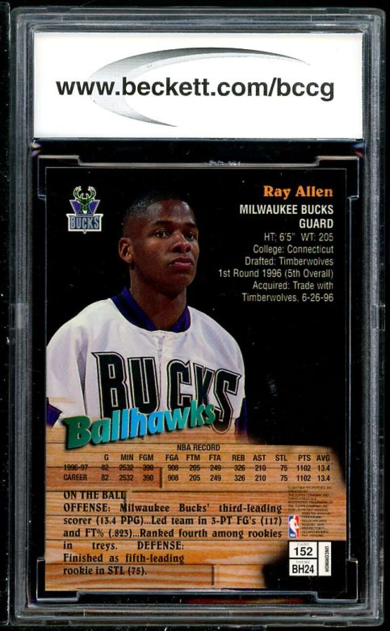 Ray Allen Card 1997-98 Finest Silver #152 BGS BCCG 10 (Read Description) Image 2