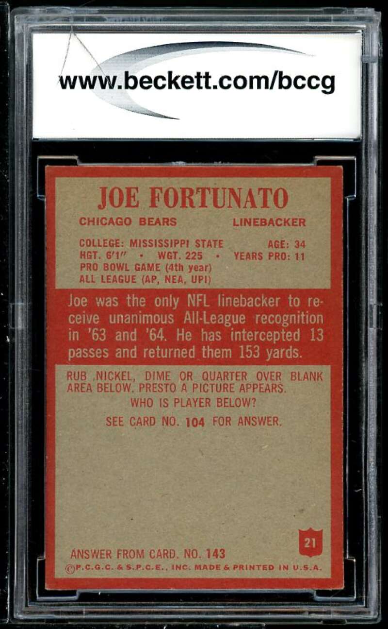 Joe Fortunato Card 1965 Philadelphia #21 BGS BCCG 8 (Read Description) Image 2