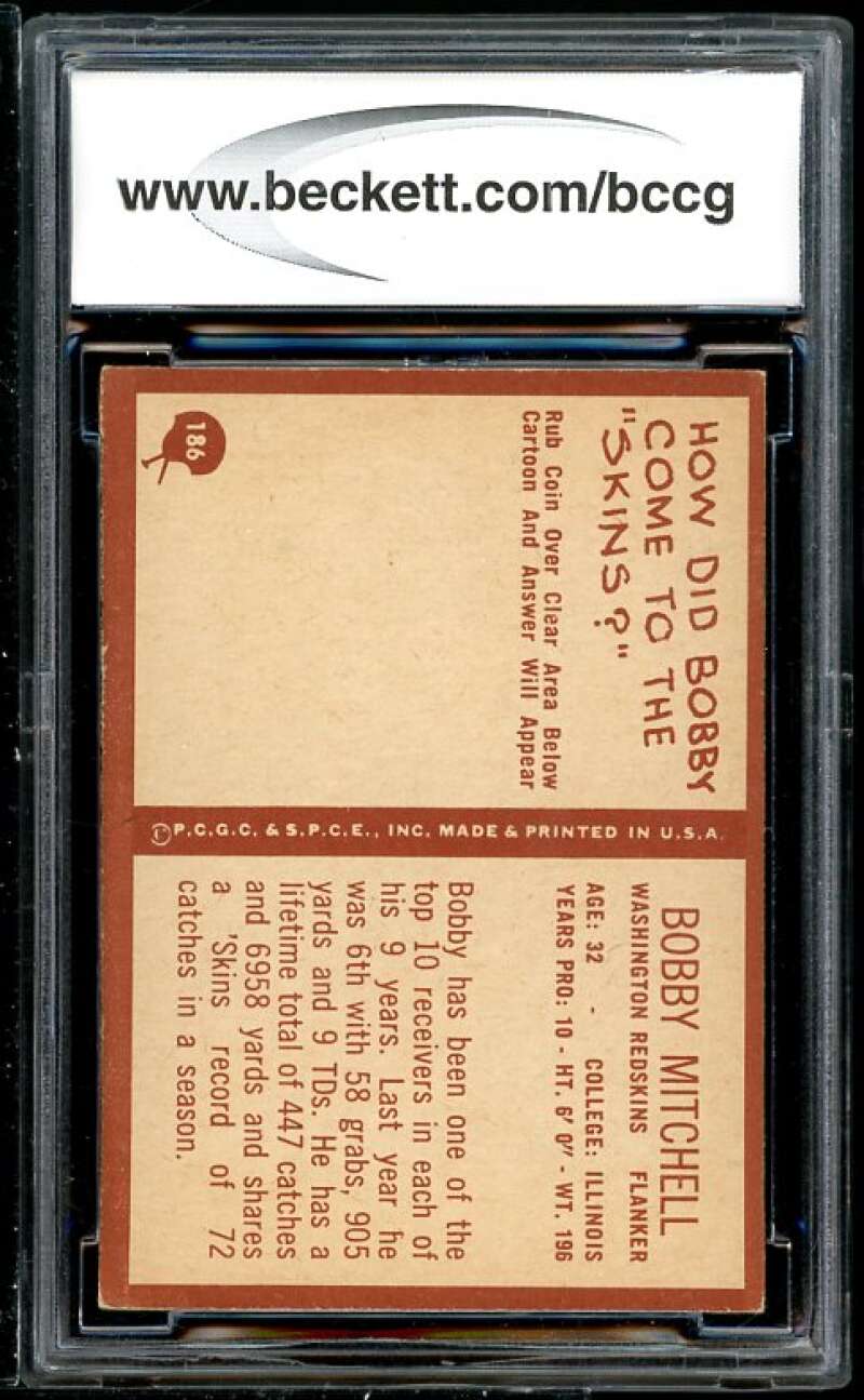 Bobby Mitchell Card 1967 Philadelphia #186 BGS BCCG 8 (Read Description) Image 2