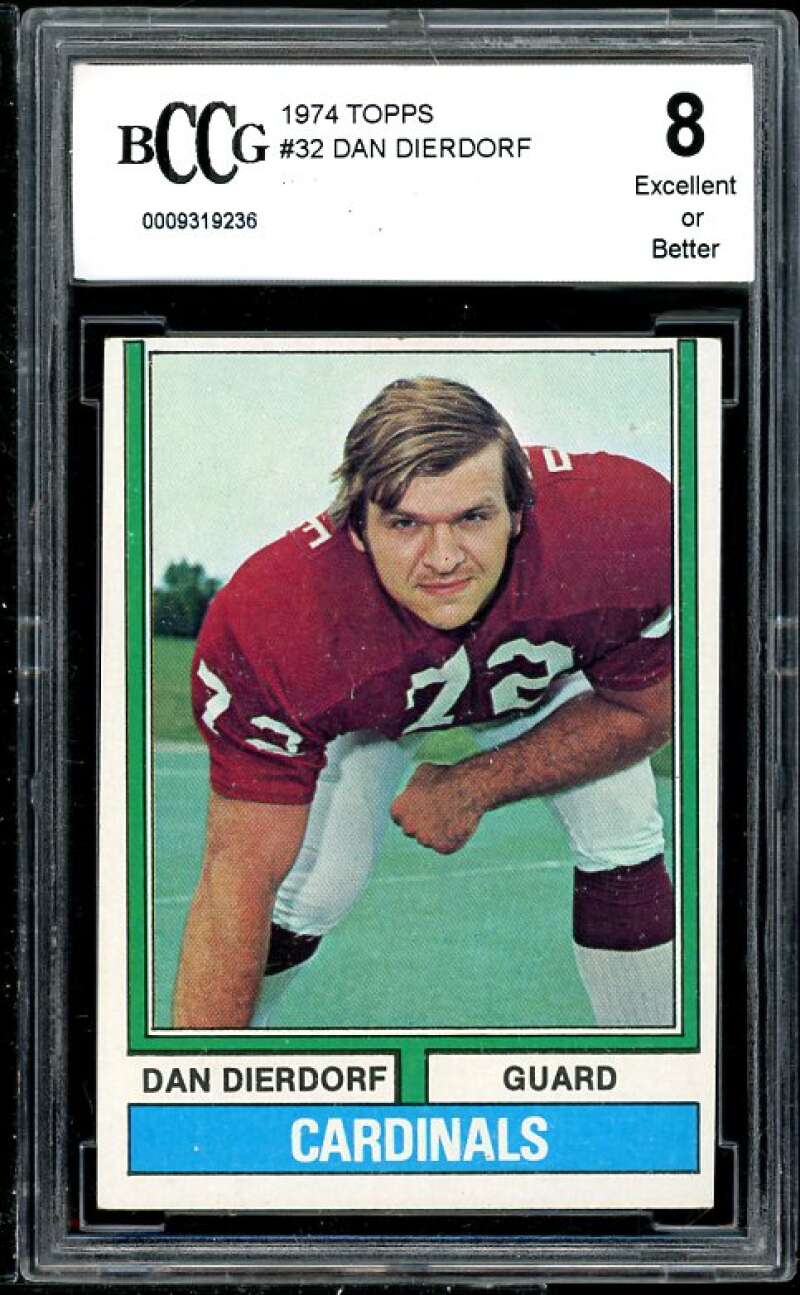 Dan Dierdorf Card 1974 Topps #32 BGS BCCG 8 (Read Description) Image 1