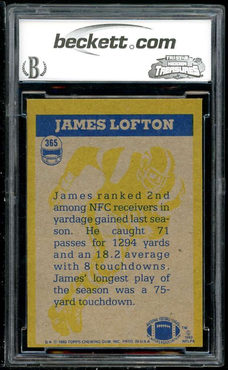 James Lofton Card 1982 Topps #365 BGS BCCG 9 (Read Description) Image 2