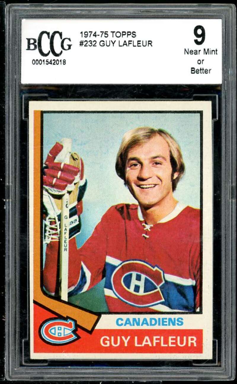 Guy Lafleur Card 1974-75 Topps #232 BGS BCCG 9 (Read Description) Image 1