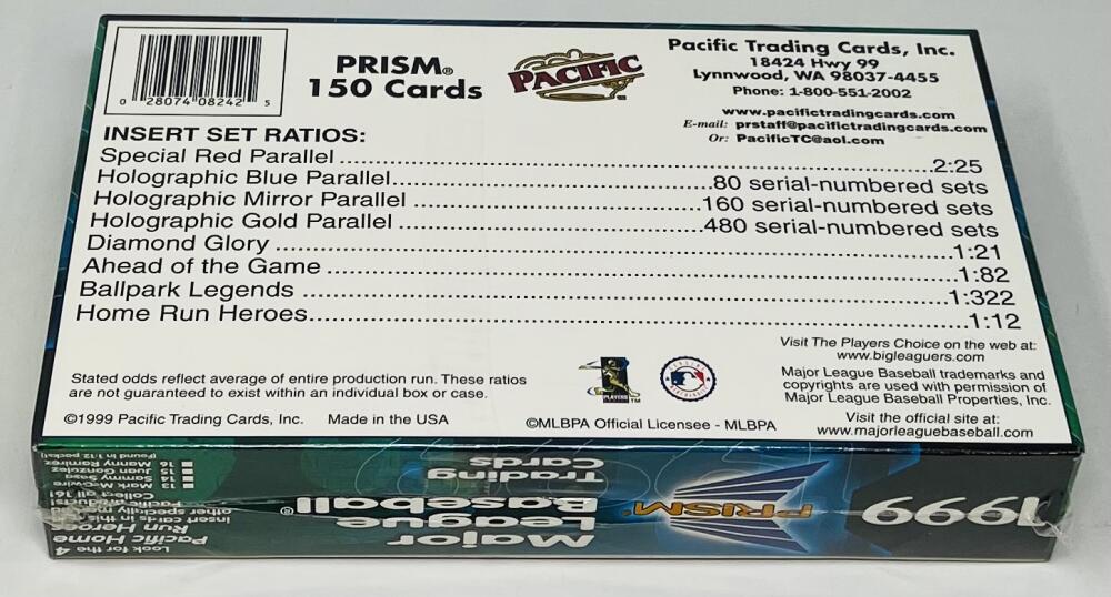1999 Pacific Prism Baseball 8-Pack Blaster Box Image 2