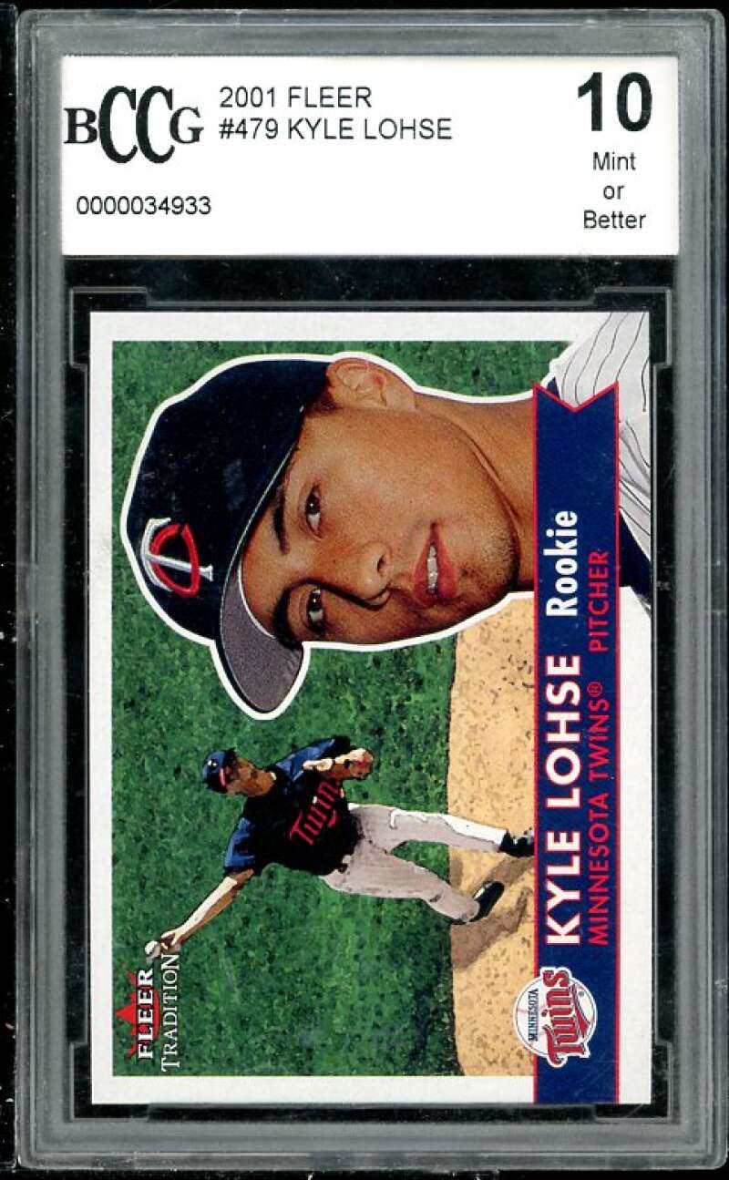 Kyle Lohse Rookie Card 2001 Fleer Tradition #479 BGS BCCG 10 (Read Description) Image 1