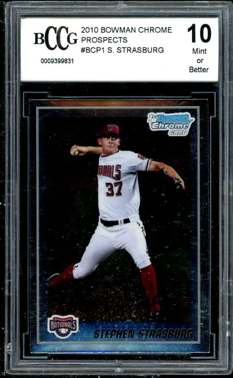 Stephen Strasburg 2010 Bowman Chrome Prospects #1 BGS BCCG 10 (Read Description) Image 1