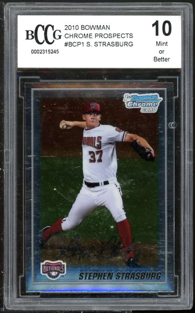 Stephen Strasburg 2010 Bowman Chrome Prospects #1 BGS BCCG 10 (Read Description) Image 1