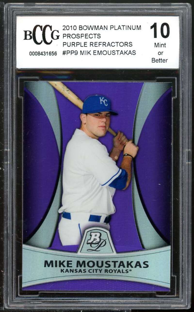 Mike Moustakas Rookie 2010 Bowman Plat Purple #9 BGS BCCG 10 (Read Description) Image 1